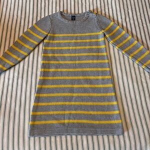 Baby GAP Gray & Yellow Striped Sweater Dress 4T